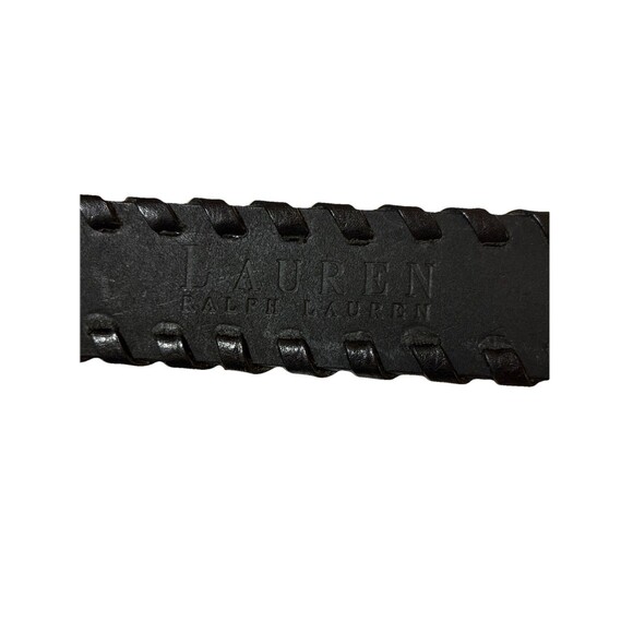 Vtg. Lauren Ralph Lauren Black Leather Belt Brass Buckle Whipstitched Women’s L main image 4
